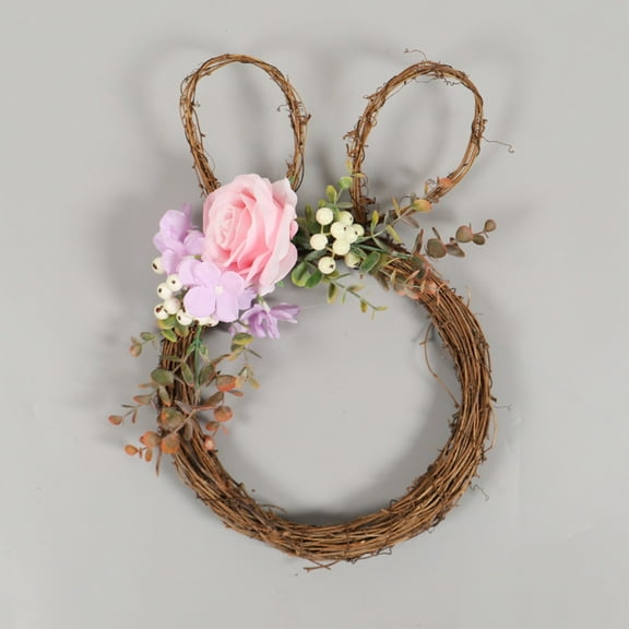 KUNPENG Easter Bunny Wreaths for Front Door with Eggs and Soft Blooms, Small Easter Wreath for Door and Mantel Decor, Easter Decorations for the Home Table Centerpiece