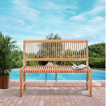 Teak Wood Castle Outdoor Patio & Garden Bench without Arms, 4 foot