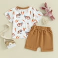 thumbnail image 5 of Douhoow Toddler Boy Easter Outfits Short Sleeve Bunny Carrot Print T-Shirt Elastic Waist Solid Shorts,2 Pieces Set,0-3 Years, 5 of 8