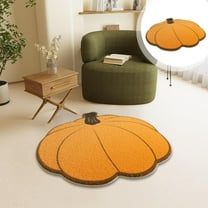 SHENGXINY 1PCS Halloween Bathroom Rugs with Pumpkin Patterned , Washable No Slip Anti Mold Absorbent Dirt Door Mat for Living Room Kitchen Fall Home Decor Accessories 2'0'x2'0' Orange