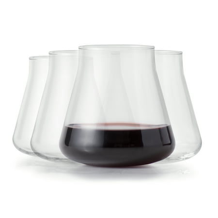 Libbey Magnitude Stemless Wine Glasses Set of 4 Tulip Shaped 12 Oz Stemless Wine Glasses Modern Stemless Glass Tulip Bowl for Wine Cocktails
