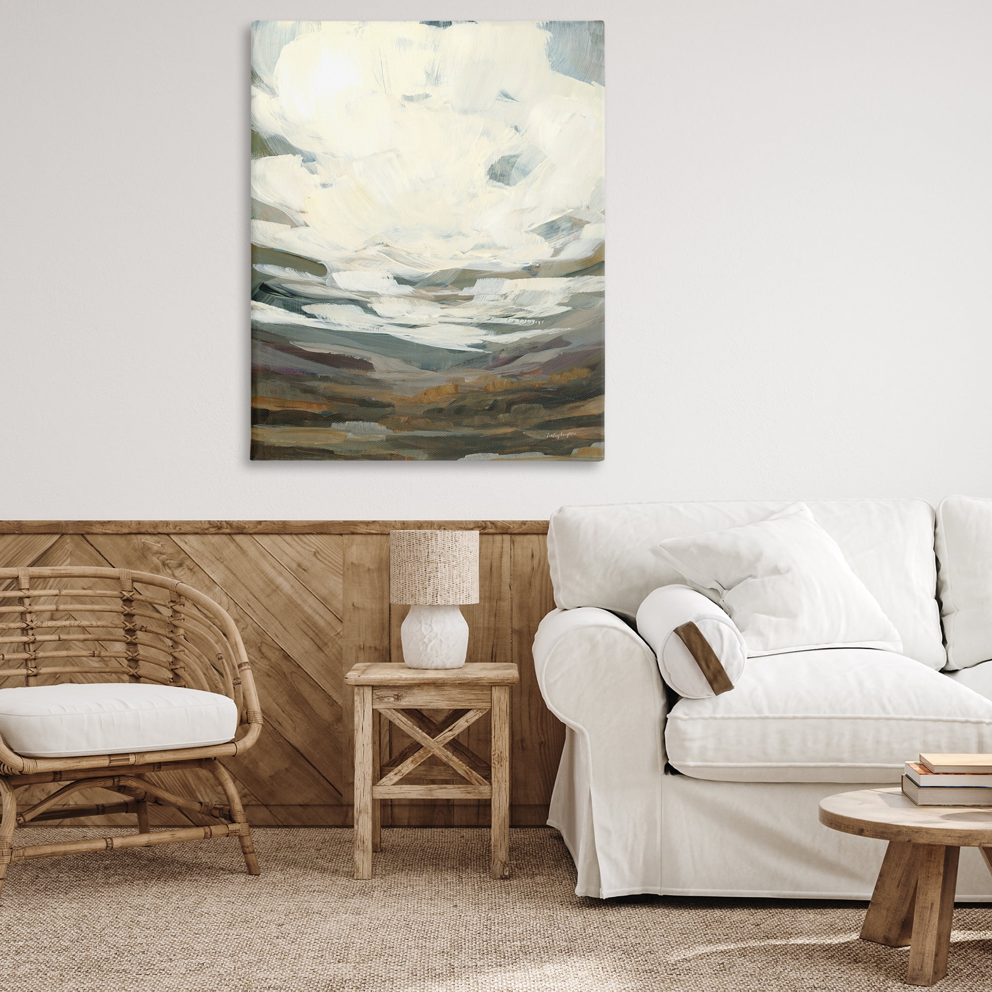 Stupell Industries Cloudy Abstract View Landscape Painting Gallery Wrapped Canvas Art Print Wall Art, 36 x 48