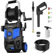 Electric Pressure Washer, 4800 PSI Max 3.0 GPM, High Pressure Cleaning Machine with Foam Cannon, 35 FT Power Cord, 20 FT Hose, 4 Connect Nozzles Hose Reel for Cars/Patio/Garage