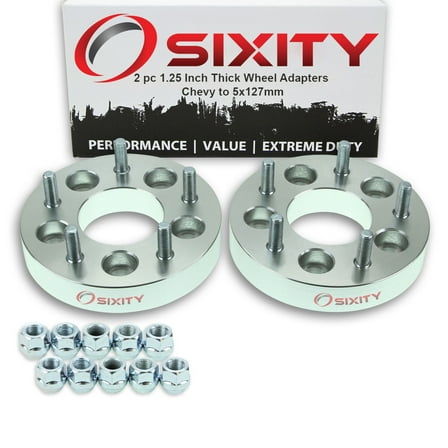 Sixity Auto 2 pc 5x120.7mm to 5x127mm Wheel Spacers Adapters 1.25" compatible with Chevy Bel Air