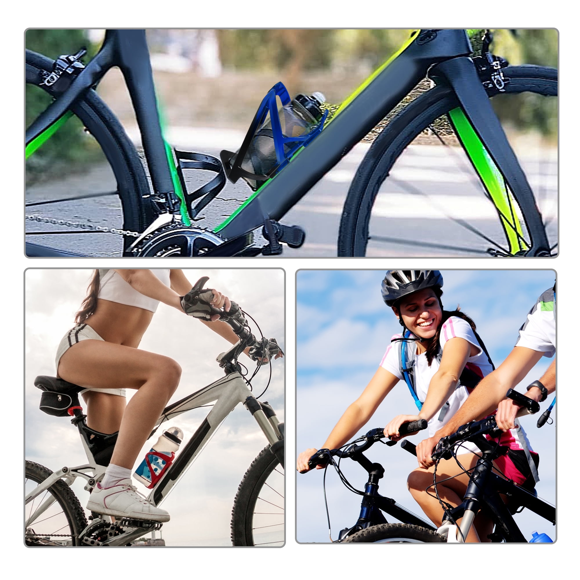 Unique Bargains 1 Set Universal Bike Water Bottle Cage Holder Plastic Black Blue