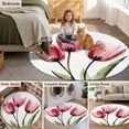 thumbnail image 5 of Pink Tulip Round Rugs for Living Room 4ft X-ray Image Flower Abstract Transparent Floral Non Slip Circle Rug Washable Low-Profile Indoor Carpet for Bedroom, Dining Room, Bathroom, 5 of 9
