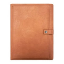 Padfolio with Notepad Letter Size Tan -Faux Leather Portfolio with Internal Pockets, 50 Sheet Capacity