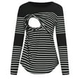 thumbnail image 4 of Bellella Womens Maternity Nursing Tops Comfy Long Sleeve Breastfeeding T-Shirt Autumn Winter Fall Stripe Blouse Tops, 4 of 6
