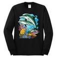 thumbnail image 2 of Pair of Dolphins Swimming in Ocean Animal Lover Mens Long Sleeve Shirt, Black, Small, 2 of 3