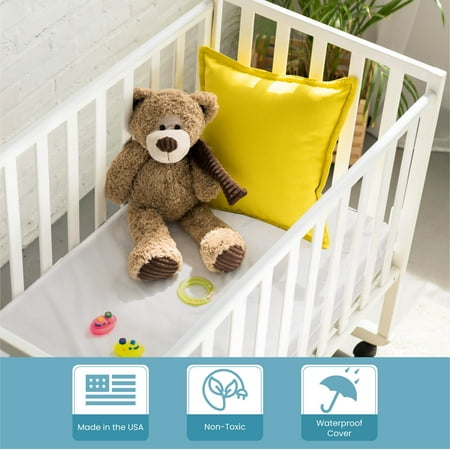 LA Baby 2" Waterproof Mini/Portable Crib Mattress Pad with Easy to Clean Cover, For Non-Full Size Cribs Only