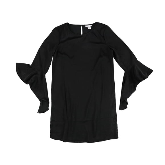 bar III Vestido recto con volantes y campana para mujer, negro, pequeño