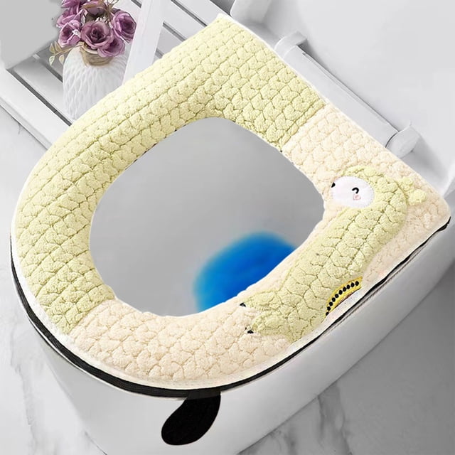 Fwttom Coussin de Siège de Toilette Domestique Utilisation Housse de Siège de Toilette Tricotée Saison Lavable Coussin de Siège de Toilette Forme en O