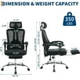 thumbnail image 3 of Yeshouse silla de escritorio ergonómica de malla con respaldo alto, soporte lumbar ajustable, reposapiés y giro de 360°, ideal para oficina, estudio o sala de juegos, 3 of 8