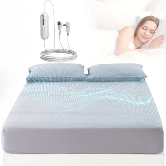 Rootedsheetsâ„¢ Grounding Sheets Queen Size - 95% Organic Cotton + 5% Silver Fiber Conductive Earthing Fitted Sheet with Cord, Deep Pocket Soft Breathable (Gray)