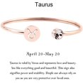thumbnail image 2 of HAHDAXIA Rose Gold Zodiac Sign Cuff Bracelet Bangle with Clear Crystal Birthday Gift for her, 2 of 7