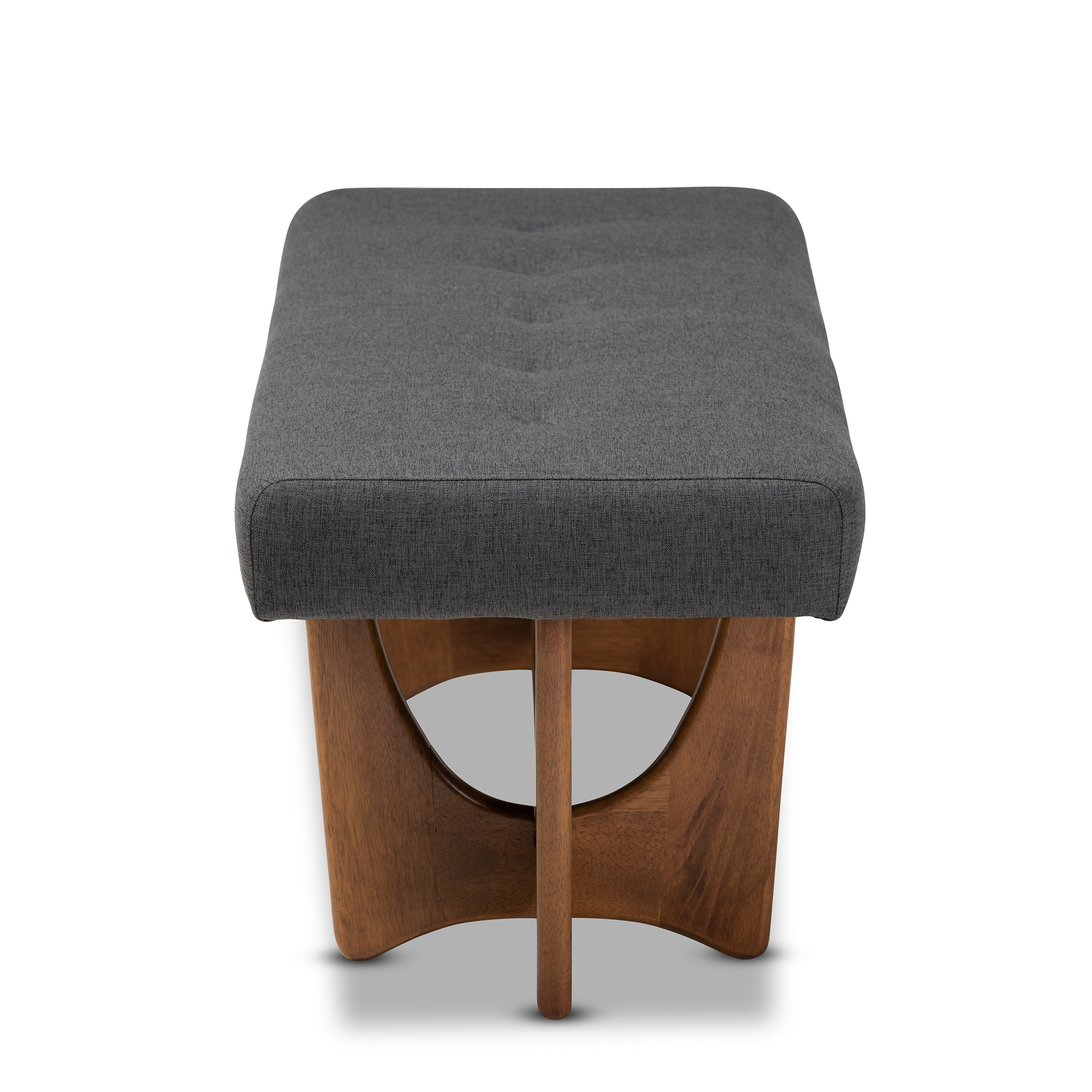 Baxton Studio Theo Mid-Century Modern Dark Gray Fabric Upholstered Walnut Finished Bench