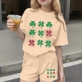 thumbnail image 2 of LckLvx Girls Boys St Patricks Outfit Cute Shamrock Graphic Short Sleeve T-Shirt and Shorts Kids Casual 2 Piece Outfit, 2 of 7