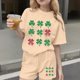 thumbnail image 2 of Vestido de Manga Corta para Niños Día de San Patricio Impreso Cuello Redondo de Dos Piezas con Pantalones Cortos, Cómoda Mezcla de Poliéster Spandex, 2 of 6
