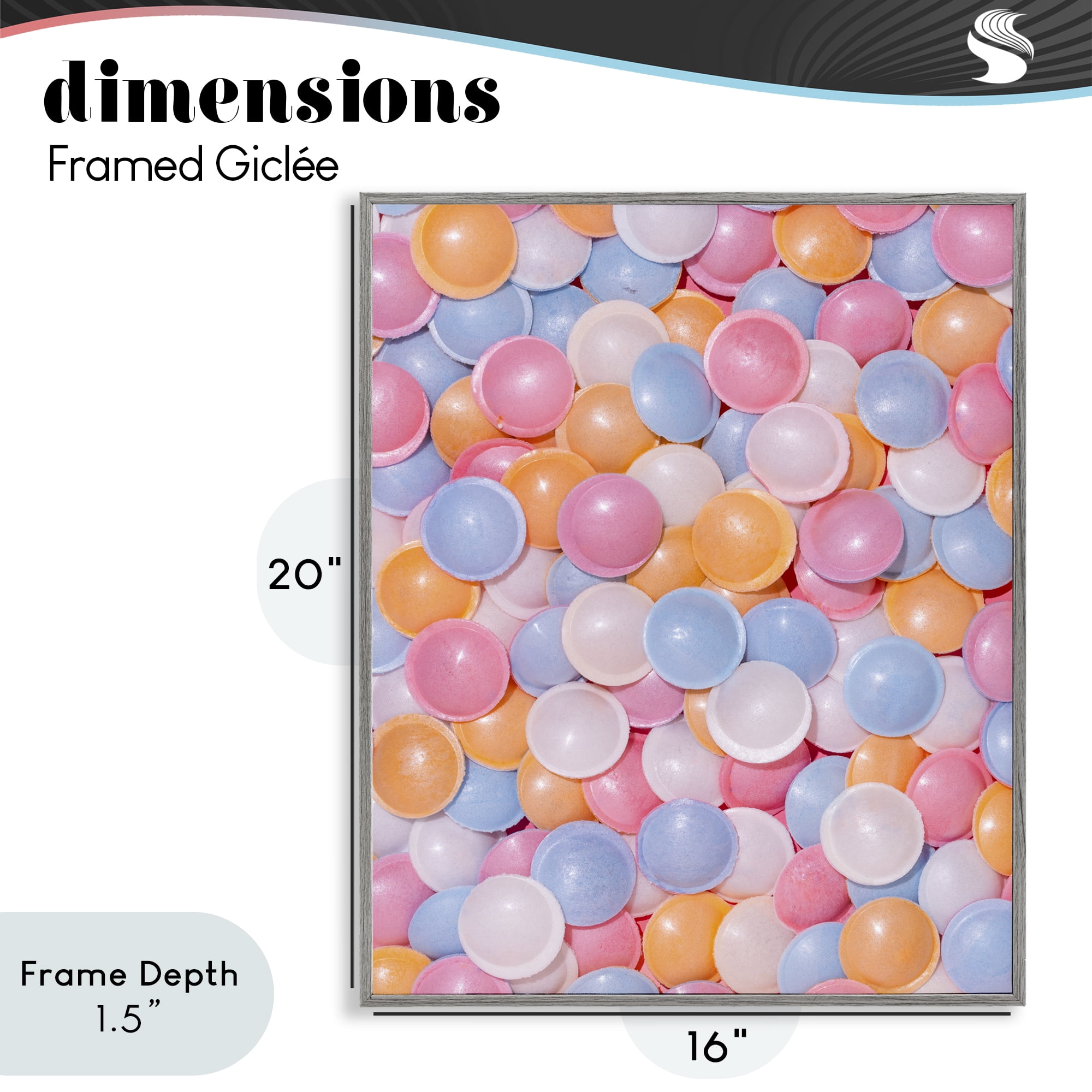 Stupell Industries Retro Pastel Candies Gray Framed Giclee Art, design by LISH Creative