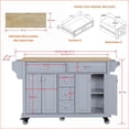 thumbnail image 3 of Kitchen Cart with Rubber Wood Top, 5 Wheels, Storage Cabinet & 2 Drawers | Slate Gray | Dining Room | Solid Wood+MDF, 3 of 8