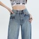 thumbnail image 2 of Vaqueros de pierna ancha retro americano para mujer primavera y otoño 2024 nuevos pantalones de pierna recta drapeados versátiles lavados de cintura alta de nicho, 2 of 5