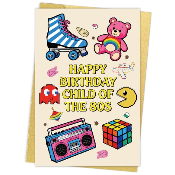 Tarjeta de cumpleaños Serzhiho Happy 1980 con temática retro para cumpleaños número 40