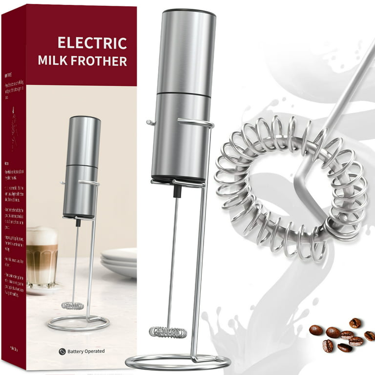 YHT Milk Frother Handheld, Electric Battery Operated Coffee Whisk,  Stainless Steel Drink Frappe Mixer, Original Foam Maker, Mini Low Noise  Blender for