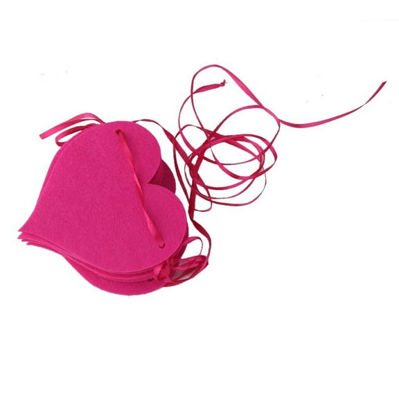 KALLORY 1Set Felt Heart Bunting Banner Rose Red Sweet Love Heart Design Wedding Decoration Anniversary Garland 110Inch