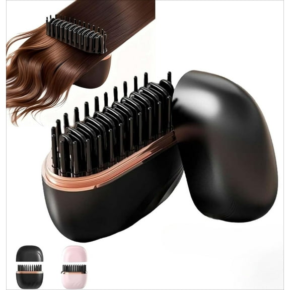 nuyezo Mini Straightener, Rechargeable Portable Hair Straightener Brush, Anti Scald Shell, Lightweight and Portable, 3-Speed Temperature Control,Fast Heating Hot Comb for Home Travel Gift