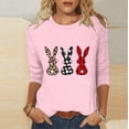 thumbnail image 2 of CAIXIA Happy Easter Shirts Women 3/4 Sleeve Easter Cute Print Tee Crew Womens T Shirts Funny Easter Bunny Pullover Tops, 2 of 6