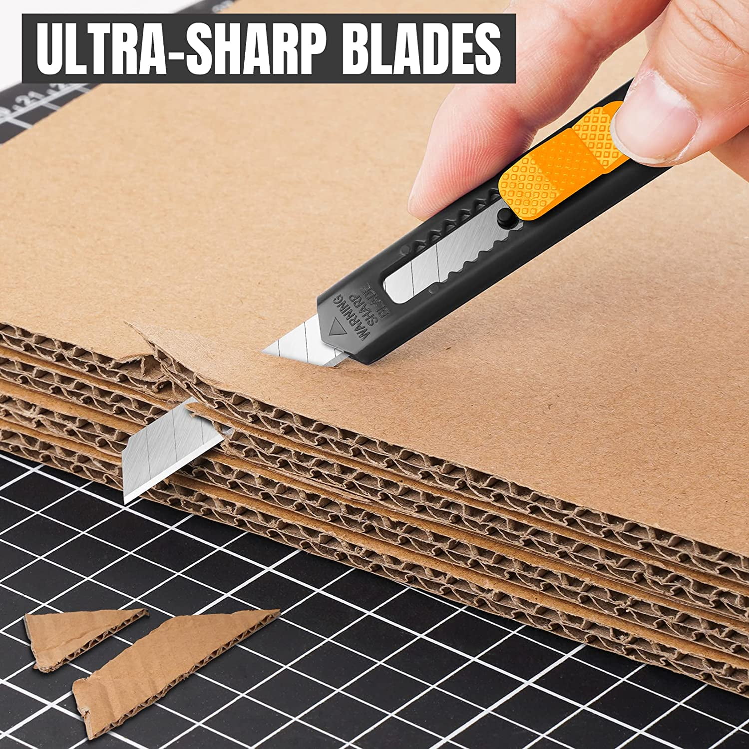 42 Pack Box Cutter Retractable, 9MM Snap-Off Blade Utility Knife With Self-Lock Design for Cutting Boxes, Carton, Cardboard, Paper
