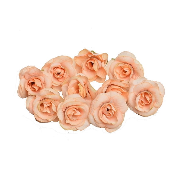 Nvzi 20 piezas de cabezas de flores de rosas artificiales, cabezas de flores de rosas artificiales de seda de 1,5 "-naranja