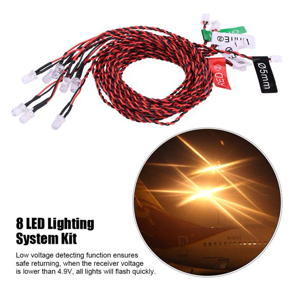 OTVIAP RC Lighting System, RC Flashing Lamp,8 LED Lighting System Kit Simulation Flashing Lights for RC Airplane Helicopter