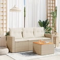 thumbnail image 1 of vidaXL 4 Piece Garden Sofa Set with Cushions Beige Poly Rattan, 1 of 5