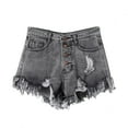 thumbnail image 1 of Women's Jeans Summer Solid High Waist Breasted Sexy Ripped Wide Leg Denim Shorts Pants for Women Grey S, 1 of 4