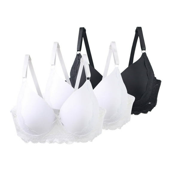 SYMOID Women's Plus Size Full Bust Wire Free Bra 3 Pack - Nylon Spandex Blend, Everyday Comfort, Black, Size 44C