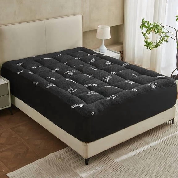Queen Mattress Topper,Bamboo Mattress Pad with Deep Pocket 8"-21", Breathable Pillow Top for Back Pain, Machine Washable(Grey)