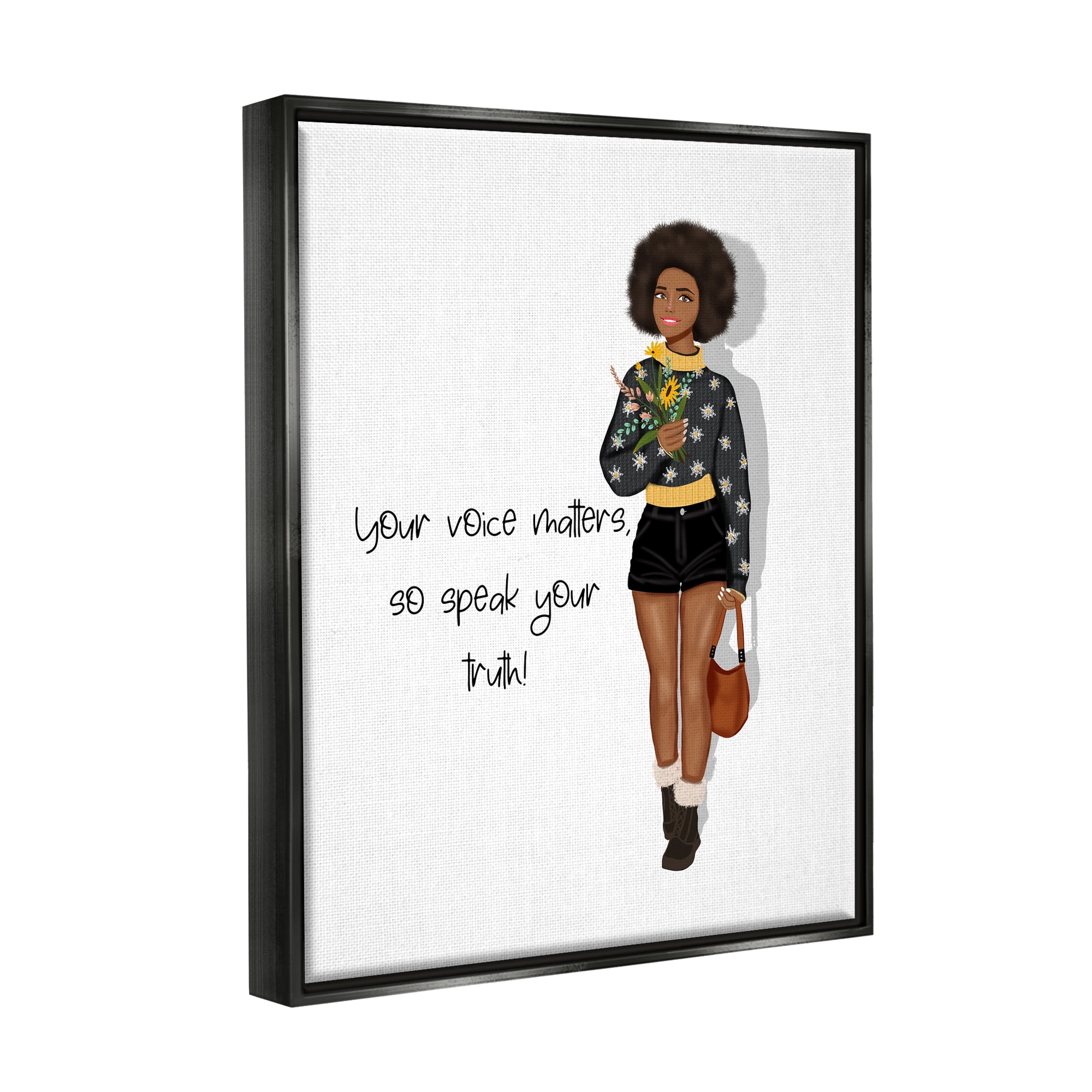 Stupell Industries Speak Your Truth Phrase Inspirational Painting Black Floater Framed Canvas Art Print Wall Art, 17 x 21
