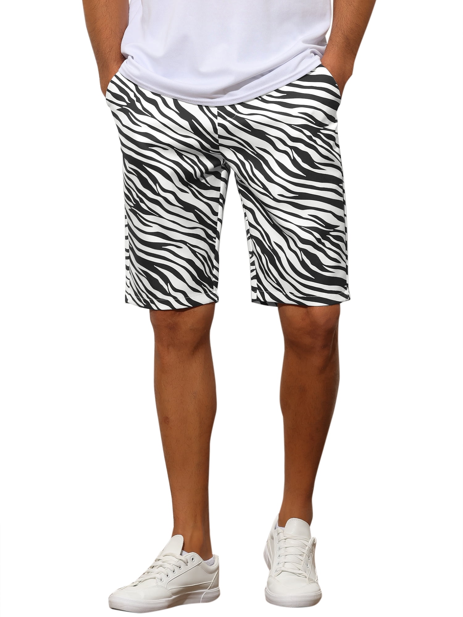 Unique Bargains Men's Animal Printed Shorts Regular Fit Summer