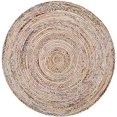 thumbnail image 3 of Safavieh Cape Cod Collection CAP202B Tapis Fait Main en Jute Tressé et Coton, 4 Pieds x 4 Pieds Rond, Beige / Multi, 3 of 4