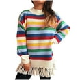 thumbnail image 2 of Itsame Women Pullover Sweaters Loose Crew Neck Sweater Long Sleeve Stripe Stripe Sweatertop Multicolor Size L, 2 of 6