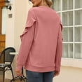 thumbnail image 4 of Hfyihgf Womens Crewneck Sweatshirts Long Sleeve Casual Tops with Ruffle Sleeve Fall Winter Clothes Soft Trendy Pullover Shirts(Pink,L), 4 of 8