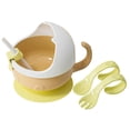 thumbnail image 2 of Tazón de succión,Cuenco con ventosa,recipiente para comida,cuchara,cuenco para bebés,Juego de platos aislantes para alimentación de bebé,Juego de cuchara y tazón aislante de acero amarillo, 2 of 10
