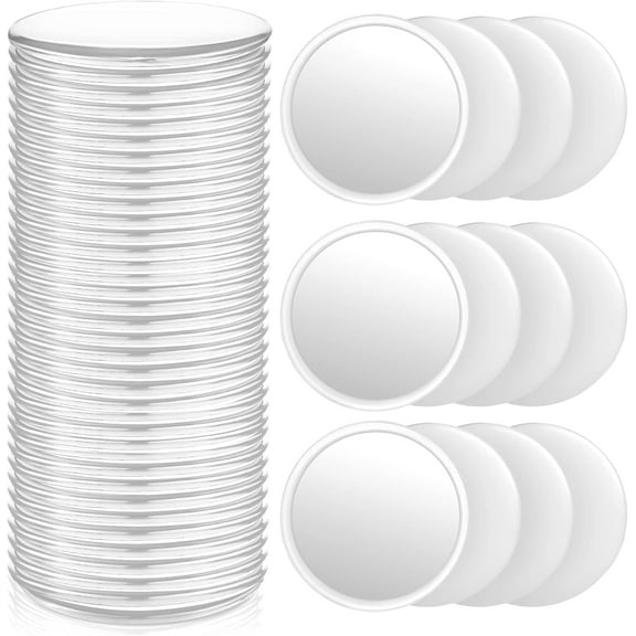 OFEFE 18 Pcs Compact Mirror Bulk Mini Portable Round Small Makeup Pocket Mirror for Purse Women Travel Daily Use, 2.76 Inch(White)