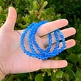 thumbnail image 3 of Natural Blue Agate 6mm Round Shape Smooth Cut Beads Stretchable Bracelet for Men & Women., 3 of 4