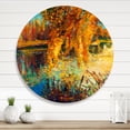 thumbnail image 2 of Orange Autumn Forest Reflects On River 11 in x 11 in Painting Art Prints, by Designart, 2 of 5