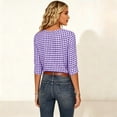 thumbnail image 4 of Edvintorg Womens Tops Plaid Printed V Neck 3/4 Sleeve Loose Casual Shirts Summer Clothes for Women Purple XL, 4 of 7