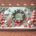 thumbnail image 3 of Colorful Design Christmas Banner Decorative Wreath Holiday Decoration Party Backdrop for Home Celebration Photo Props Winter Festive, 3 of 9