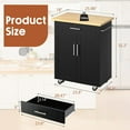 thumbnail image 5 of Wubio 26" Kitchen Island on Wheels with Storage Cabinet Kitchen Cart Cabinet with Shelves, Cart Handle for Towel Rack or Free Mobility, Portable Islands for Kitchen,Black, 5 of 11