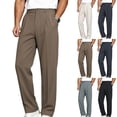 thumbnail image 6 of Sahpxhe Mens Straight Leg Dress Pants Button Zip Waist Casual Trousers Comfy Relaxed Fit Work Business Suit Pants Beige L, 6 of 6